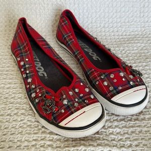 Rocket Dog plaid jeweled flats